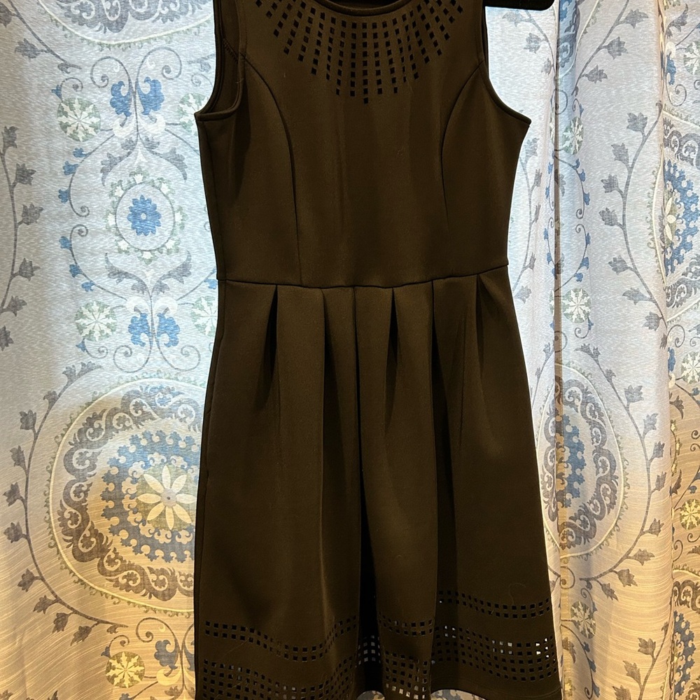 Apt. 9 Black Sleeveless Fit-and-Flare Dress with Laser-Cut Detail